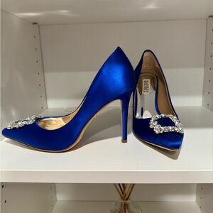Badgley Mishka satin heels ( electric blue)